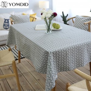 Geometría mantel clásico multifuncional algodón y lino rectangular mesa de comedor tela para la cocina decoración del hogar ali-29594556